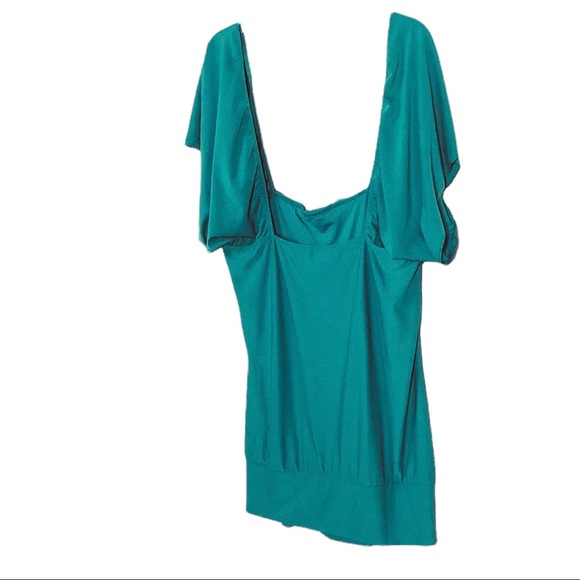 Lia Lee Off The Shoulder Turquoise Blue stretch Lace soft silky Top Size L - Picture 8 of 12